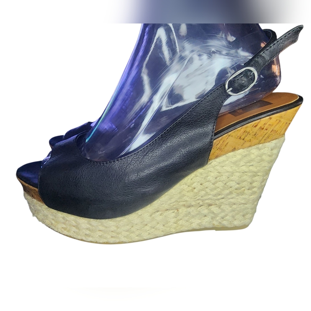 Dolce Vita Leather Slingback Espadrille Platform Wedges, Womens 8.5